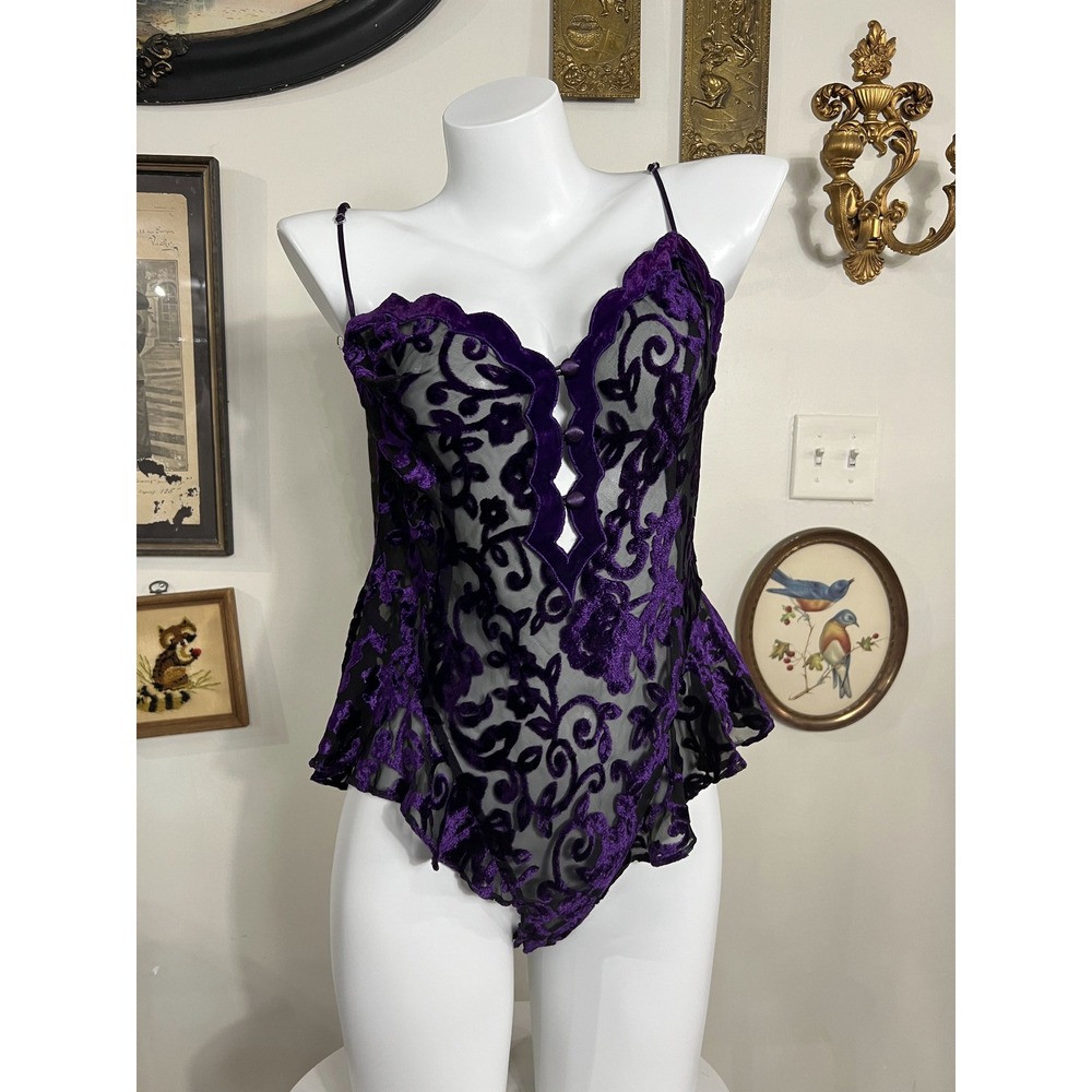 Vintage Jeannette Candral Dark Brown Suede Leather Corset Crop Top XL